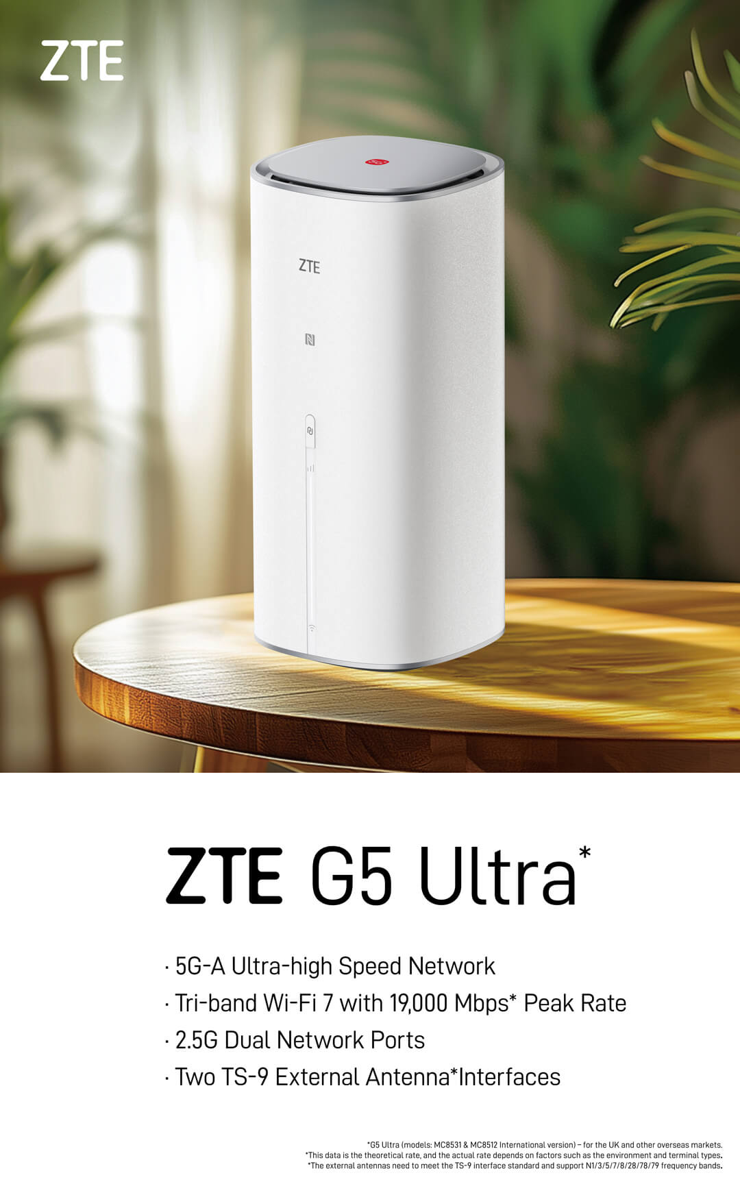 ZTE G5 ULTRA ルーター Wi-Fi 7 BE19000 G5 Ultra