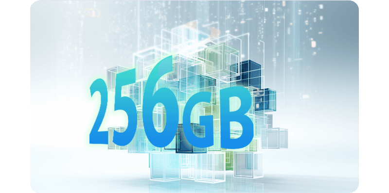 256GB ROM<br/>Large Storage