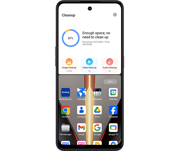 Swipe up with three fingers for split-screen mode
